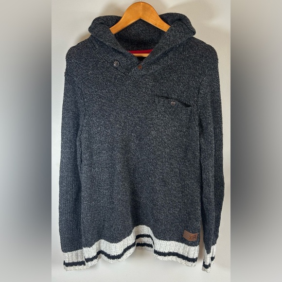 Roots Other - Roots Cabin Canada Men’s Sweater Shawl Collar Wool Blend Sz M Elbow Patches EUC